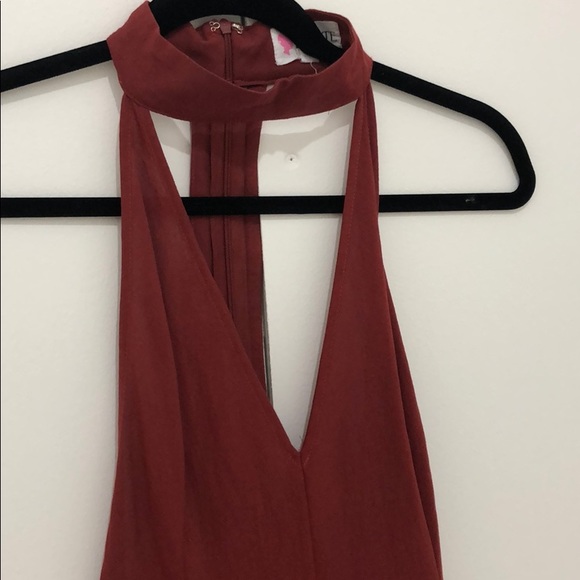 Deep Red Romper with Pant Legs - Picture 2 of 2